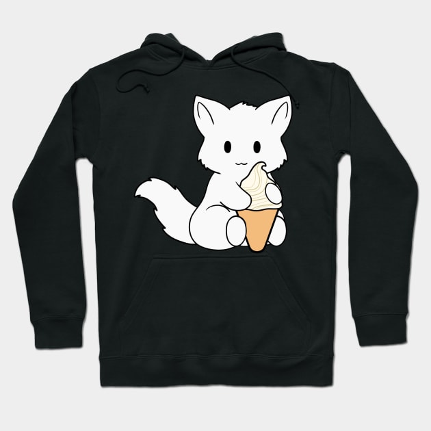 Ice Cream White Fox Hoodie by BiscuitSnack